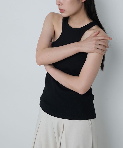 Edge-cut cup-padded amesri tank / エッジカットカップ付き