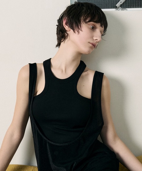 Edge-cut cup-padded amesri tank / エッジカットカップ付き