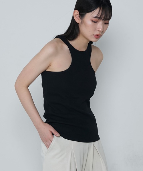 Edge-cut cup-padded amesri tank / エッジカットカップ付き