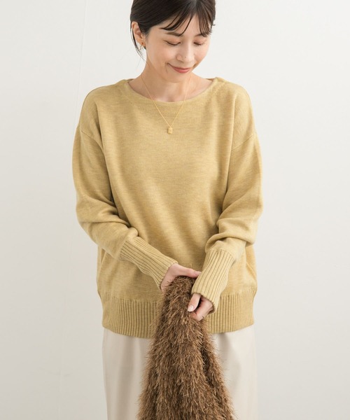 URBAN RESEARCH DOORS（アーバンリサーチドアーズ）の「Wフェイスボートネックニット（ニット/セーター・レディース・チャコールグレー/ブルー/イエロー/ミント・MEDIUM）」の5枚目の写真