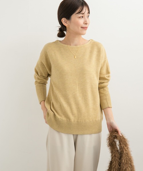 URBAN RESEARCH DOORS（アーバンリサーチドアーズ）の「Wフェイスボートネックニット（ニット/セーター・レディース・チャコールグレー/ブルー/イエロー/ミント・MEDIUM）」の6枚目の写真