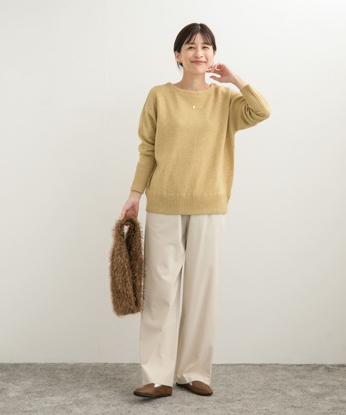 URBAN RESEARCH DOORS（アーバンリサーチドアーズ）の「Wフェイスボートネックニット（ニット/セーター・レディース・チャコールグレー/ブルー/イエロー/ミント・MEDIUM）」の14枚目の写真