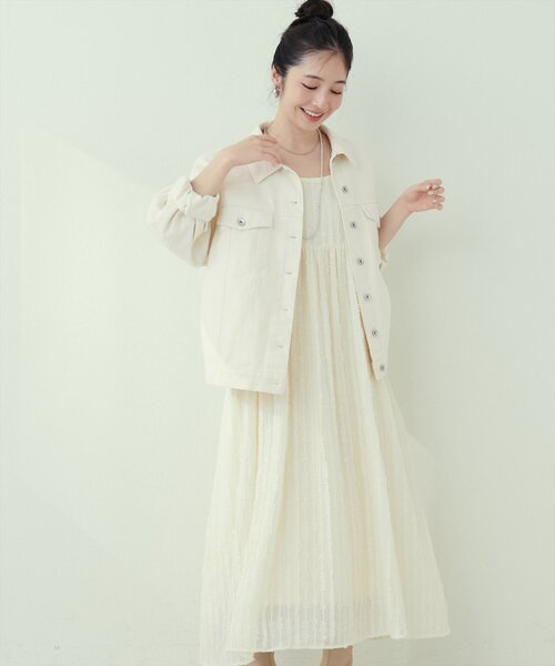 natural couture(ナチュラルクチュール)の「【WEB限定】シアージャガードキャミワンピース(ワンピース・レディース・ブラック/オフホワイト・FREE)」の2枚目の写真