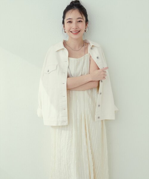 natural couture(ナチュラルクチュール)の「【WEB限定】シアージャガードキャミワンピース(ワンピース・レディース・ブラック/オフホワイト・FREE)」の4枚目の写真