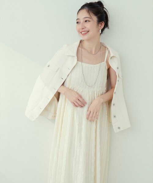 natural couture(ナチュラルクチュール)の「【WEB限定】シアージャガードキャミワンピース(ワンピース・レディース・ブラック/オフホワイト・FREE)」の5枚目の写真