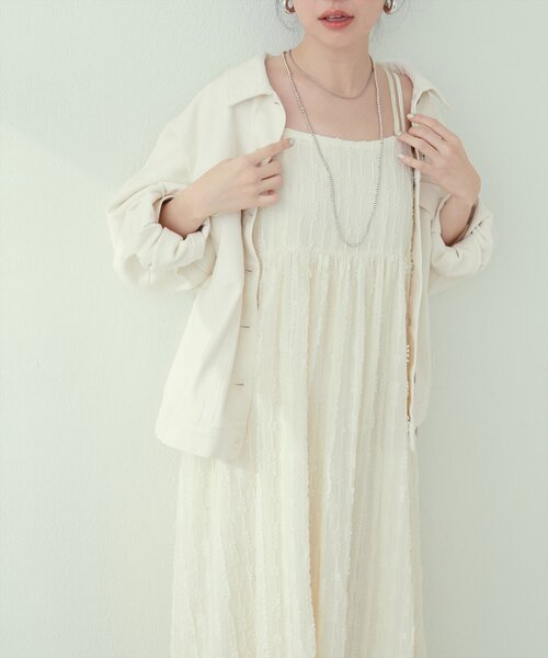 natural couture(ナチュラルクチュール)の「【WEB限定】シアージャガードキャミワンピース(ワンピース・レディース・ブラック/オフホワイト・FREE)」の6枚目の写真