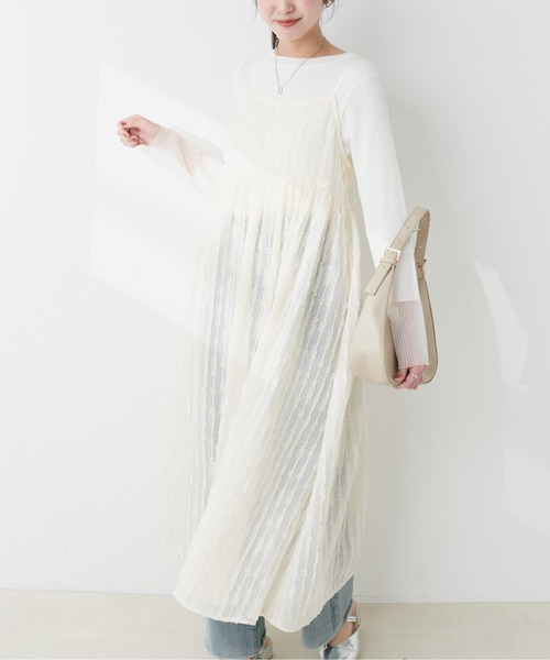 natural couture(ナチュラルクチュール)の「【WEB限定】シアージャガードキャミワンピース(ワンピース・レディース・ブラック/オフホワイト・FREE)」の22枚目の写真