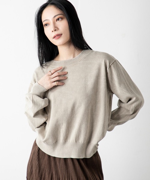 MILLION CARATS(ミリオンカラッツ)の「ストーンウォッシュカットライクニット(ニット/セーター・レディース・サックスブルー/ブラック/ベージュ/グレー・FREE)」の12枚目の写真