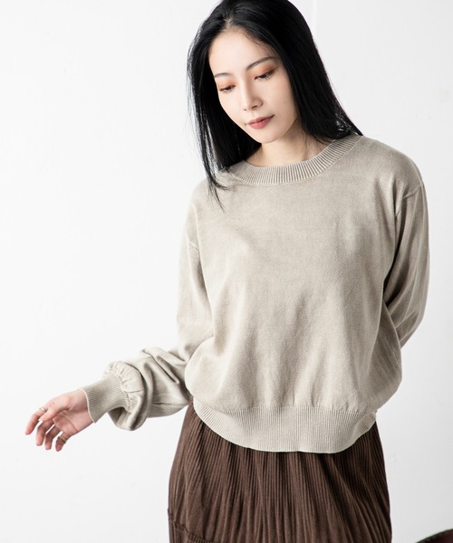 MILLION CARATS(ミリオンカラッツ)の「ストーンウォッシュカットライクニット(ニット/セーター・レディース・サックスブルー/ブラック/ベージュ/グレー・FREE)」の8枚目の写真