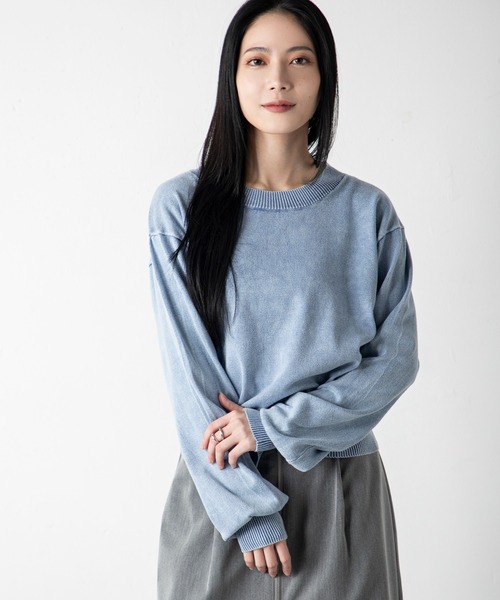 MILLION CARATS(ミリオンカラッツ)の「ストーンウォッシュカットライクニット(ニット/セーター・レディース・サックスブルー/ブラック/ベージュ/グレー・FREE)」の5枚目の写真
