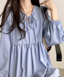 GeeRA | 春のおでかけに♪前後2WAYリボンペプラムジャガードチュニックブラウス(シャツ/ブラウス)