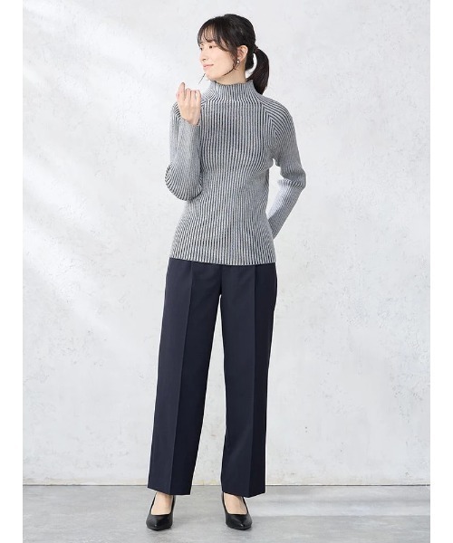 Perfect Suit FActory(パーフェクトスーツファクトリー)の「ボトルネックリブニット ブラック/グレー(ニット/セーター・レディース・グレー/ブラック/ベージュ・M/L)」の18枚目の写真