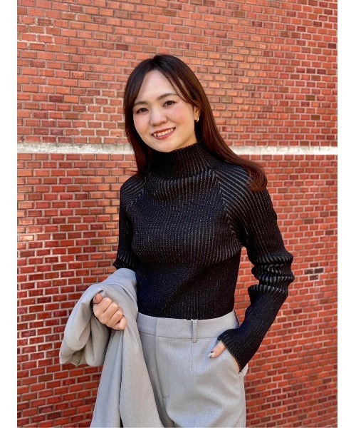 Perfect Suit FActory(パーフェクトスーツファクトリー)の「ボトルネックリブニット ブラック/グレー(ニット/セーター・レディース・グレー/ブラック/ベージュ・M/L)」の13枚目の写真
