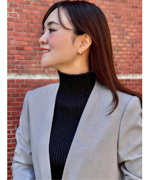 Perfect Suit FActory(パーフェクトスーツファクトリー)の「ボトルネックリブニット ブラック/グレー(ニット/セーター・レディース・グレー/ブラック/ベージュ・M/L)」の15枚目の写真