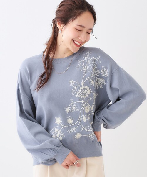 ヌメロ　星型ラメ刺繍ニットセーター（黒） anyfee】星柄刺繍ニットプルオーバー《大きいサイズ/プラスサイズ