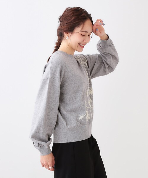 セール】【S-LL】大人のエレガントな着こなしに ラメ刺繍ニット