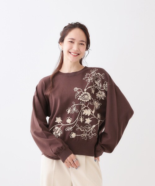 DRESKIP(ドレスキップ)の「【S-LL】大人のエレガントな着こなしに ラメ刺繍ニット(ニット/セーター・レディース・グレー/ダークブラウン/ライトブルー/ブラック・01/04/03/02)」の13枚目の写真