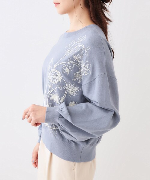 セール】【S-LL】大人のエレガントな着こなしに ラメ刺繍ニット