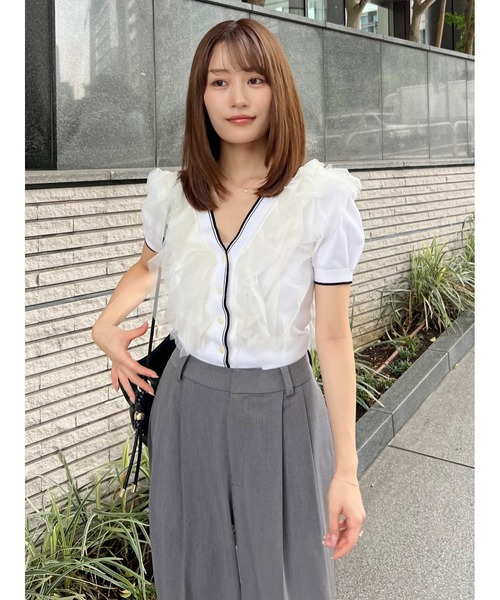 セール】チュールフリルニットプルオーバー（ニット/セーター