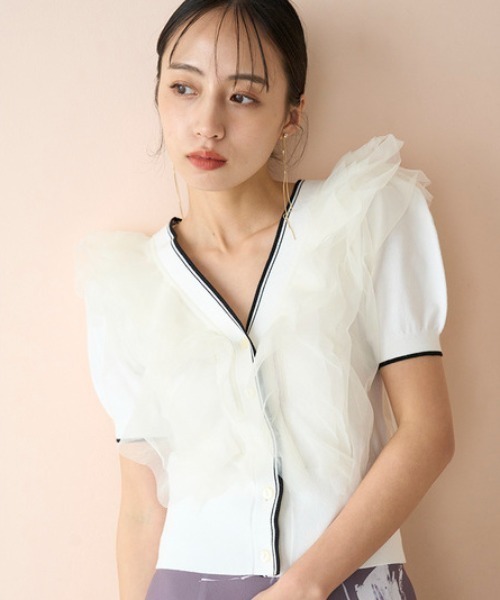 スナイデル　チュールフリルニットプルオーバー Sustainableチュールフリルニットプルオーバー（ニット