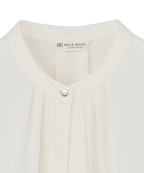 TOKYO SHIRTS（トウキョウシャツ）の「シルキーサテン バンドタックブラウス 長袖 レディース（シャツ/ブラウス・レディース・ホワイト/ベージュ・L/M）」の6枚目の写真