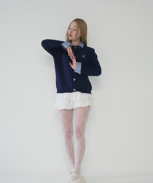 i+mu センソユニコ　チェック　リボン　シャツカーディガン 楽天市場】カーディガン / 公式 CUBE SUGAR 空紡糸 チェック柄 Vネック