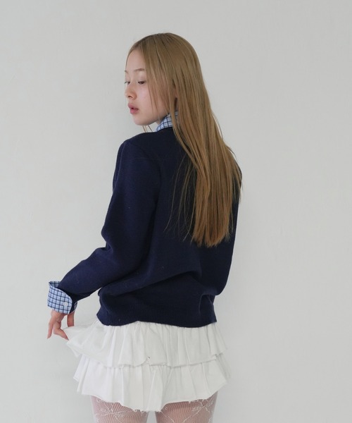 Uenui(ウニュイ)の「【 cunii 】レイヤード チェックシャツ カーディガン セット(カーディガン/ボレロ・レディース・ネイビー/グレー・FREE)」の12枚目の写真