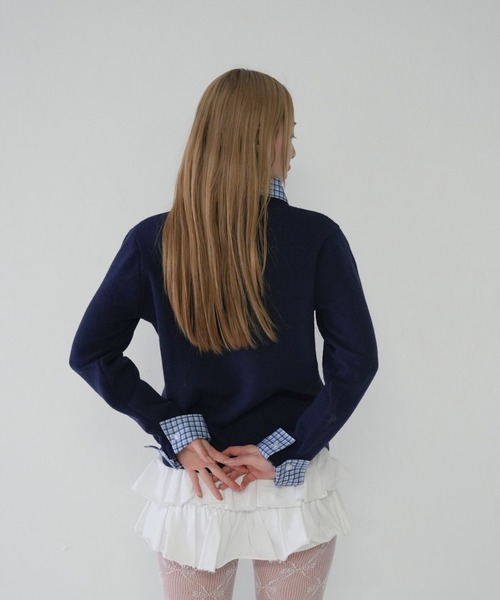 Uenui(ウニュイ)の「【 cunii 】レイヤード チェックシャツ カーディガン セット(カーディガン/ボレロ・レディース・ネイビー/グレー・FREE)」の13枚目の写真