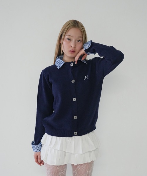 Uenui(ウニュイ)の「【 cunii 】レイヤード チェックシャツ カーディガン セット(カーディガン/ボレロ・レディース・ネイビー/グレー・FREE)」の17枚目の写真