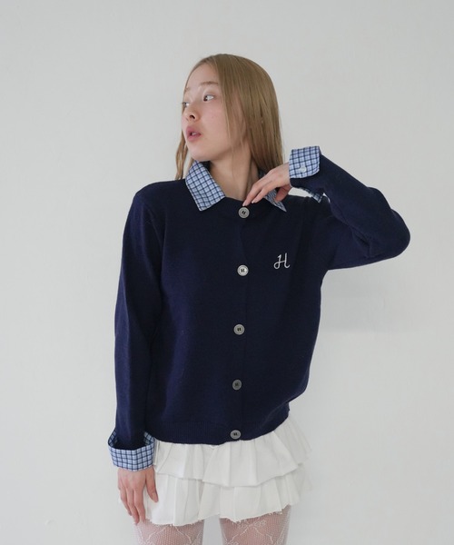 Uenui(ウニュイ)の「【 cunii 】レイヤード チェックシャツ カーディガン セット(カーディガン/ボレロ・レディース・ネイビー/グレー・FREE)」の18枚目の写真