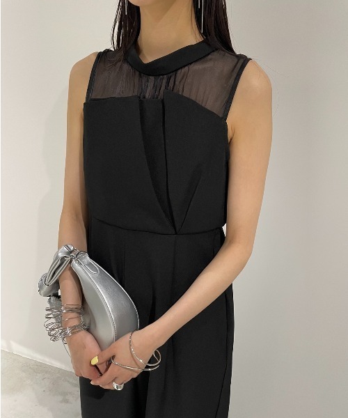 AIC.（エーアイシー）の「オーガンジー切り替えオールインワン（つなぎ/オールインワン・レディース・ブラック・FREE）」の2枚目の写真