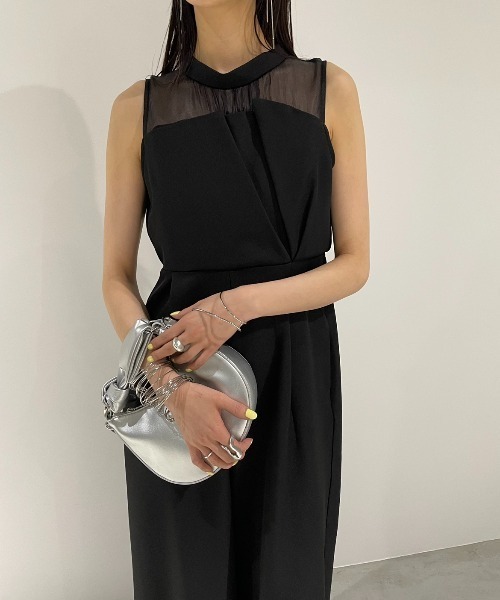 AIC.（エーアイシー）の「オーガンジー切り替えオールインワン（つなぎ/オールインワン・レディース・ブラック・FREE）」の7枚目の写真