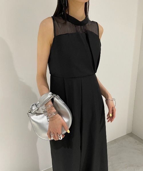 AIC.（エーアイシー）の「オーガンジー切り替えオールインワン（つなぎ/オールインワン・レディース・ブラック・FREE）」の9枚目の写真