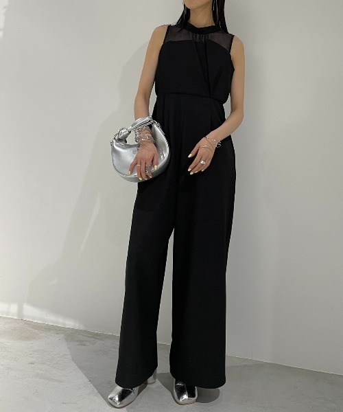 AIC.（エーアイシー）の「オーガンジー切り替えオールインワン（つなぎ/オールインワン・レディース・ブラック・FREE）」の11枚目の写真