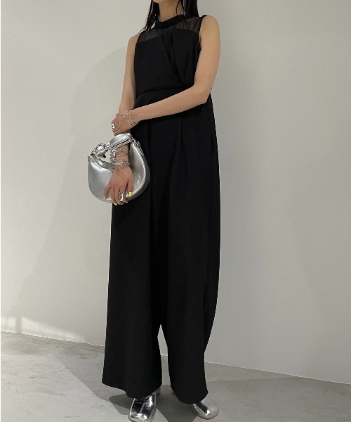 AIC.（エーアイシー）の「オーガンジー切り替えオールインワン（つなぎ/オールインワン・レディース・ブラック・FREE）」の12枚目の写真