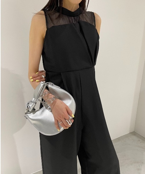 AIC.（エーアイシー）の「オーガンジー切り替えオールインワン（つなぎ/オールインワン・レディース・ブラック・FREE）」の5枚目の写真