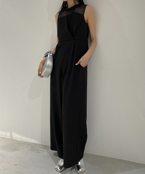 AIC.（エーアイシー）の「オーガンジー切り替えオールインワン（つなぎ/オールインワン・レディース・ブラック・FREE）」の13枚目の写真