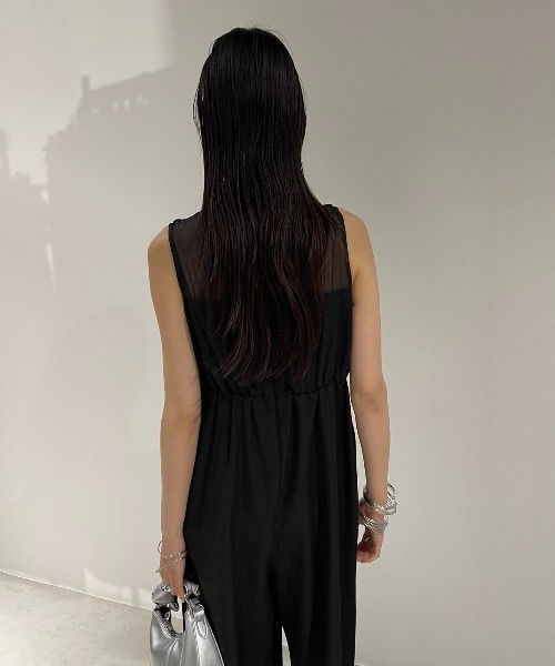 AIC.（エーアイシー）の「オーガンジー切り替えオールインワン（つなぎ/オールインワン・レディース・ブラック・FREE）」の10枚目の写真