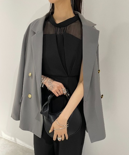 AIC.（エーアイシー）の「オーガンジー切り替えオールインワン（つなぎ/オールインワン・レディース・ブラック・FREE）」の3枚目の写真