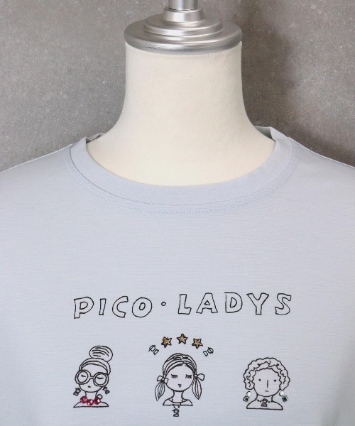 STUDIO PICONE(スタジオピッコーネ)の「"PICO LADYS"イラストTシャツ(Tシャツ/カットソー・レディース・ブラック/ライトブルー/ホワイト・M/L/LL)」の7枚目の写真