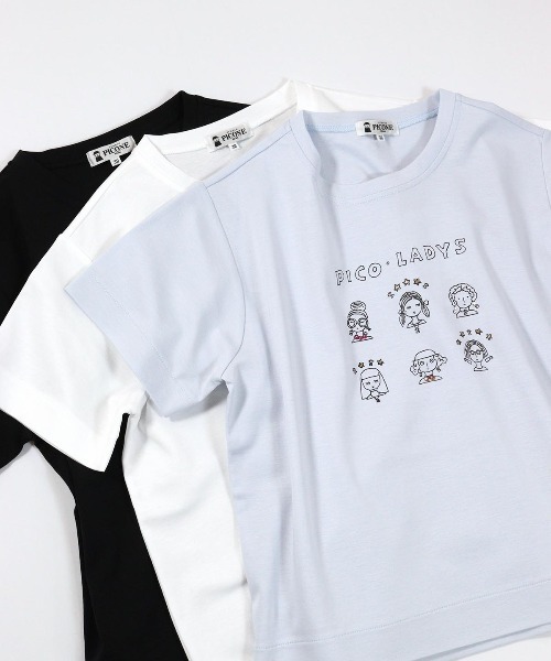 STUDIO PICONE(スタジオピッコーネ)の「"PICO LADYS"イラストTシャツ(Tシャツ/カットソー・レディース・ブラック/ライトブルー/ホワイト・M/L/LL)」の14枚目の写真