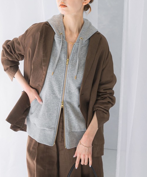 URBAN RESEARCH ROSSO WOMEN（アーバンリサーチ　ロッソ）の「『WEB限定』オーバーZIPパーカー（パーカー・レディース・ベージュ系その他/ピンクベージュ/グレー/チャコールグレー・FREE）」の17枚目の写真