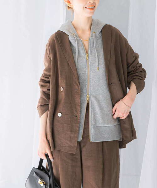 URBAN RESEARCH ROSSO WOMEN（アーバンリサーチ　ロッソ）の「『WEB限定』オーバーZIPパーカー（パーカー・レディース・ベージュ系その他/ピンクベージュ/グレー/チャコールグレー・FREE）」の18枚目の写真