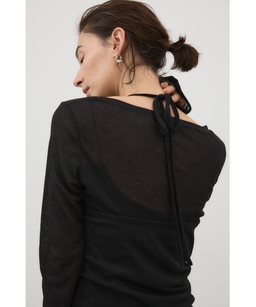 crie conforto(クリーコンフォルト)の「シアーホルターセットトップス 2枚セット / ロンT / 長袖(Tシャツ/カットソー・レディース・ホワイト/ブラック/ミント・FREE)」の5枚目の写真