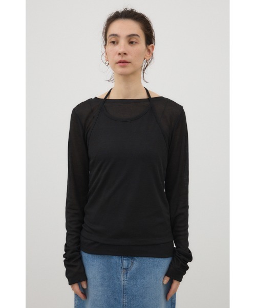 crie conforto(クリーコンフォルト)の「シアーホルターセットトップス 2枚セット / ロンT / 長袖(Tシャツ/カットソー・レディース・ホワイト/ブラック/ミント・FREE)」の7枚目の写真