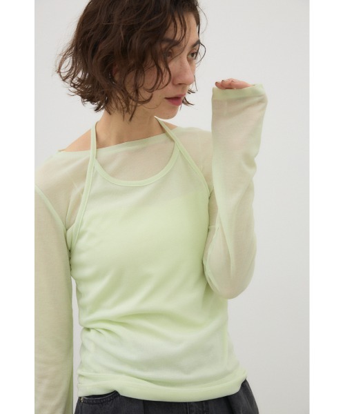 crie conforto(クリーコンフォルト)の「シアーホルターセットトップス 2枚セット / ロンT / 長袖(Tシャツ/カットソー・レディース・ホワイト/ブラック/ミント・FREE)」の16枚目の写真