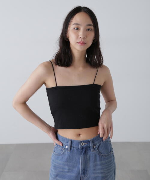 FREE'S MART（フリーズマート）の「◆カップ付きショート丈キャミソール(カップ取り外し可)（キャミソール・レディース・グレー/ホワイト/ブラック・FREE）」の5枚目の写真