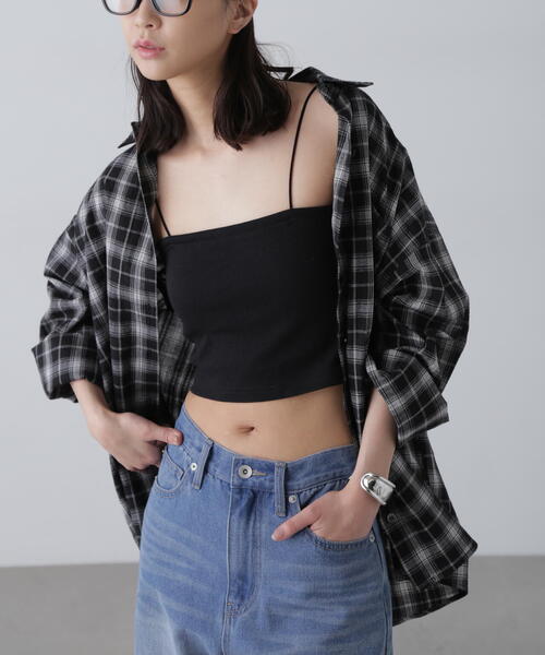 FREE'S MART（フリーズマート）の「◆カップ付きショート丈キャミソール(カップ取り外し可)（キャミソール・レディース・グレー/ホワイト/ブラック・FREE）」の7枚目の写真