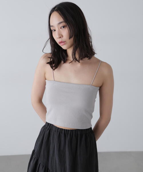 FREE'S MART（フリーズマート）の「◆カップ付きショート丈キャミソール(カップ取り外し可)（キャミソール・レディース・グレー/ホワイト/ブラック・FREE）」の3枚目の写真
