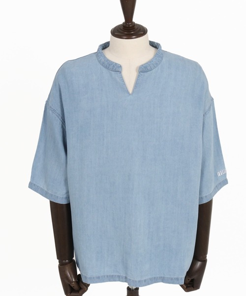 felkod(フィルコッド)の「mhs2315- Chambray V Neck Half Sleeve Shirts 5分袖シャツ(シャツ/ブラウス・メンズ・インディゴブルー/ライトブルー・L/M/S)」の5枚目の写真